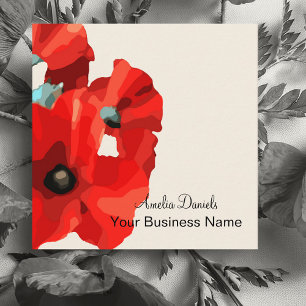 Beautiful Red Poppy Business Card Quadratische Visitenkarte