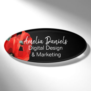 Beautiful Red Poppy ID Abzeichen Namenschild