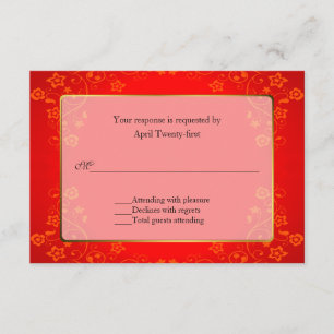 Beautiful Red Wedding RSVP Response Card Karte