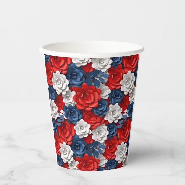 Beautiful Red White Bllower Garden Floral USA Pappbecher (Vorderseite)