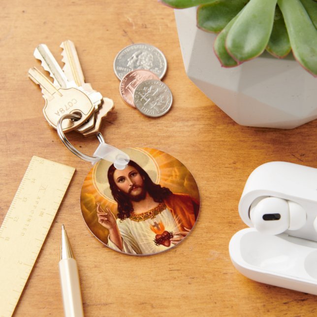Beautiful religious Sacred Heart of Jesus image Schlüsselanhänger (Schreibtisch)