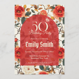 Beautiful Rose Accent Birthday Party Einladung