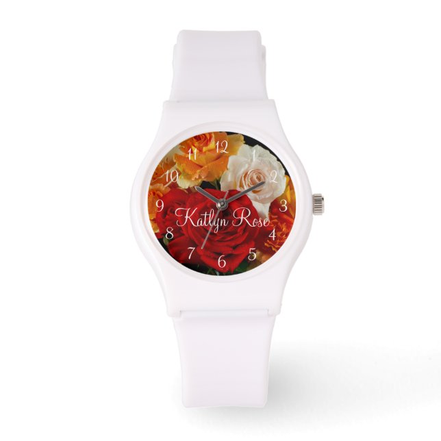 Beautiful Rose Bouquet Armbanduhr (Vorderseite)