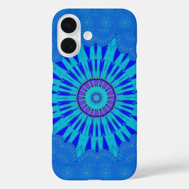 Beautiful Royal Blue Mandala Kunst, Dichtung und M iPhone 16 Hülle (Rückseite)