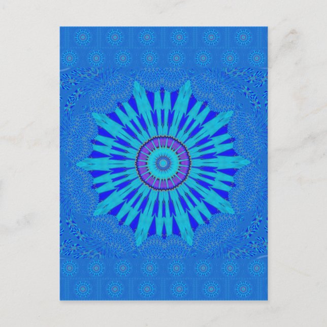 Beautiful Royal Blue Mandala Kunst, Dichtung und M Postkarte (Vorderseite)