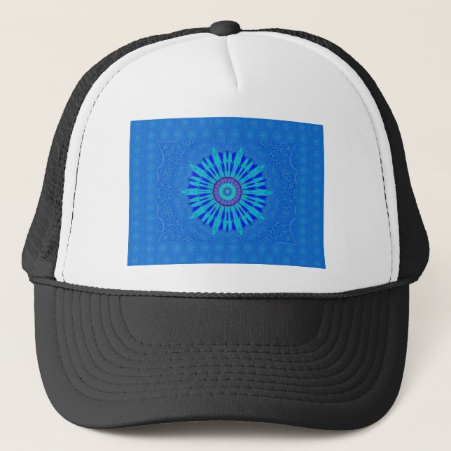 Beautiful Royal Blue Mandala Kunst, Dichtung und M Truckerkappe (Vorderseite)