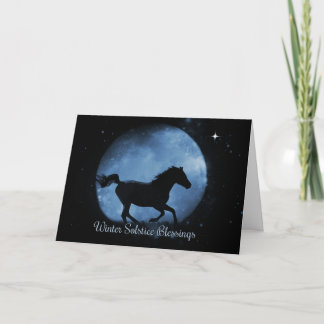Beautiful Running Horse Winter Solstice Blessings Karte