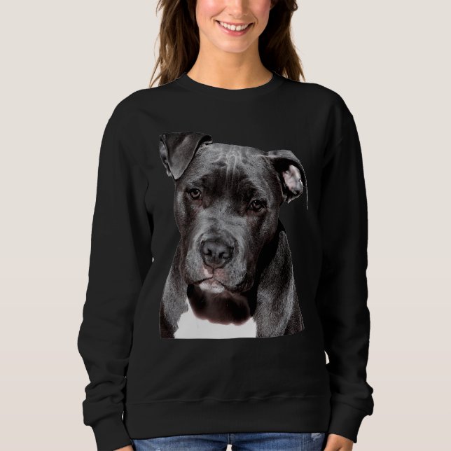 Beautiful Sad Funny Friendly Pitbull Dog Sweatshirt (Vorderseite)