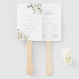 Beautiful Sage Leaf & White Flower Wedding Program Fächer