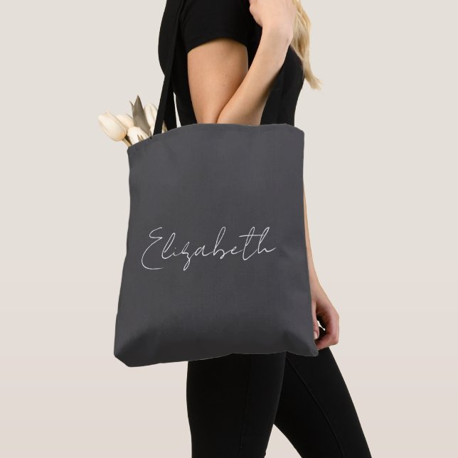  Beautiful Script Personalized Name Dark Grey Tasche (Von Nahem)