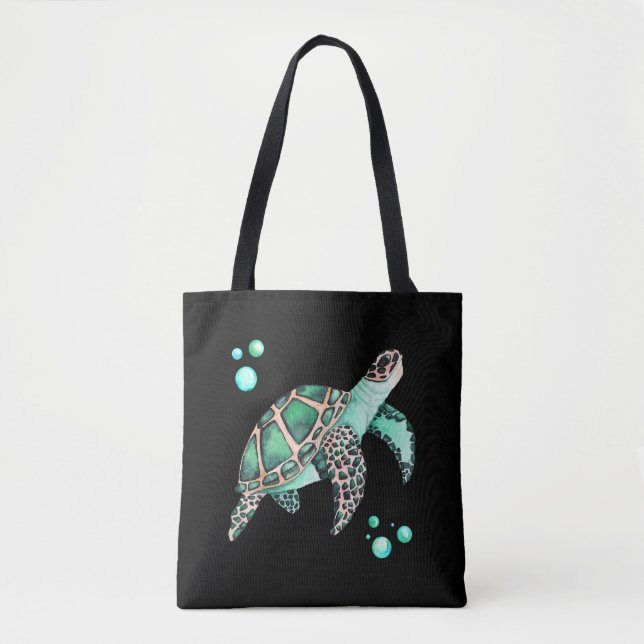 Beautiful Sea Turtle Watercolor Tasche (Vorderseite)