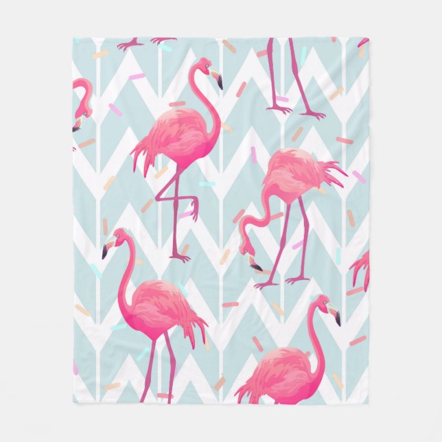 Beautiful seamless tropical pattern with pink flam fleecedecke (Vorderseite)