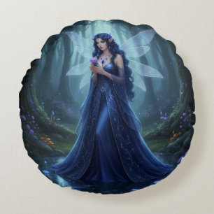 Beautiful September Sapphire Fairy Rundes Kissen