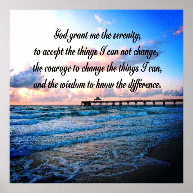 BEAUTIFUL SERENITY PRAYER OCEAN SCENE POSTER (Vorne)