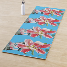 Beautiful Shabby Blue Red Lily Floral Yoga Mat Yogamatte