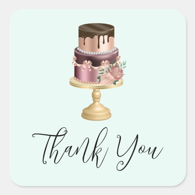 Beautiful Shiny Glam Party Cake Vielen Dank Quadratischer Aufkleber (Vorderseite)