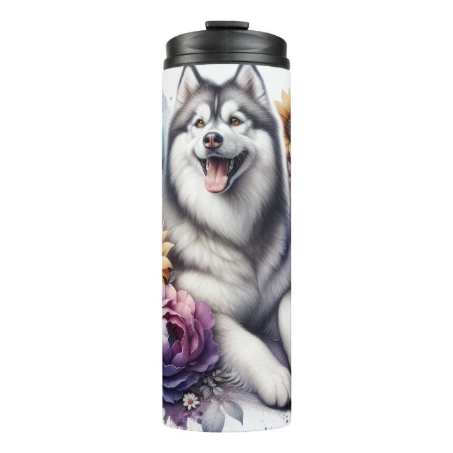 Beautiful Siberian Husky Dog Thermosbecher (Vorderseite)