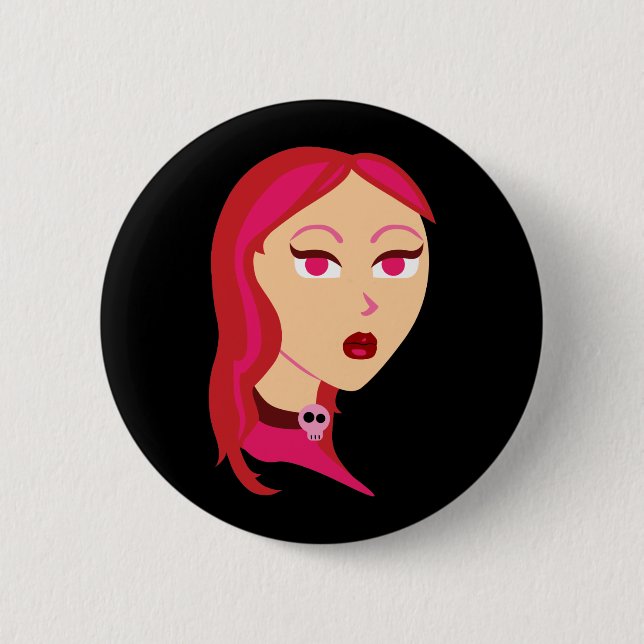 Beautiful Skull Girl Button (Vorderseite)