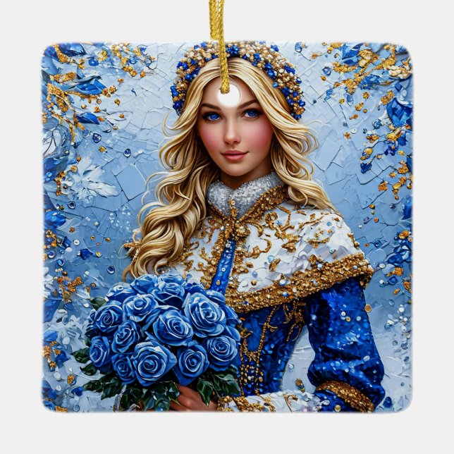 Beautiful Snow Maiden Keramikornament (Vorderseite)
