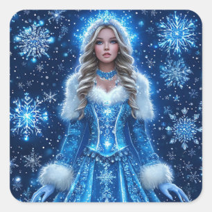 Beautiful Snow Maiden Quadratischer Aufkleber