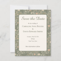 Beautiful Soft Flowers on Sage Green Muted Earthy
