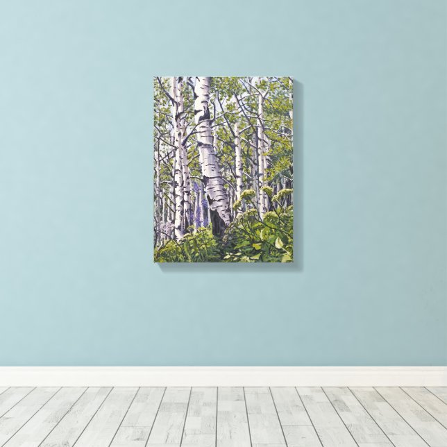 Beautiful Spring Aspen Trees Canvas Print Leinwanddruck (Insitu (Holzboden))