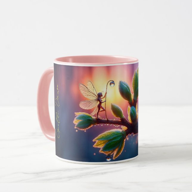 Beautiful spring nature with miniature pixie art tasse (Vorderseite Links)