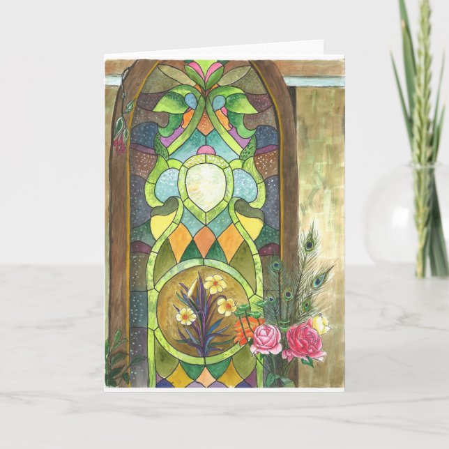 beautiful stain glass panel to congratulate weddin karte (Vorderseite)