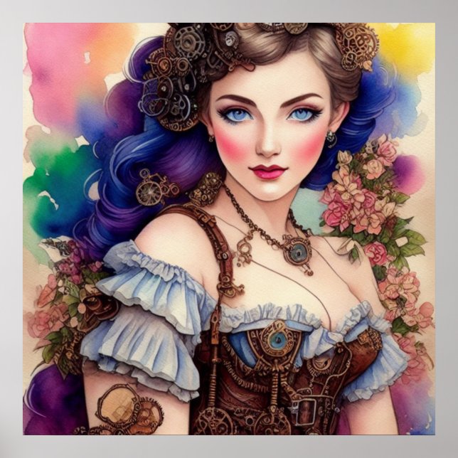 Beautiful Steampunk Girl Poster (Vorne)