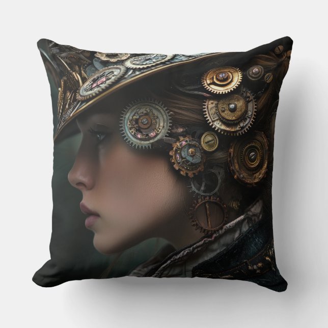 Beautiful Steampunk Woman Kissen (Vorderseite)