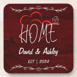 Beautiful Stylish Red Custom Couple Names Zuhause Getränkeuntersetzer