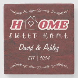 Beautiful Stylish Red Custom Couple Names Zuhause Steinuntersetzer