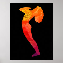 Beautiful Sun Salutation in Orange and Red | Yoga Poster
