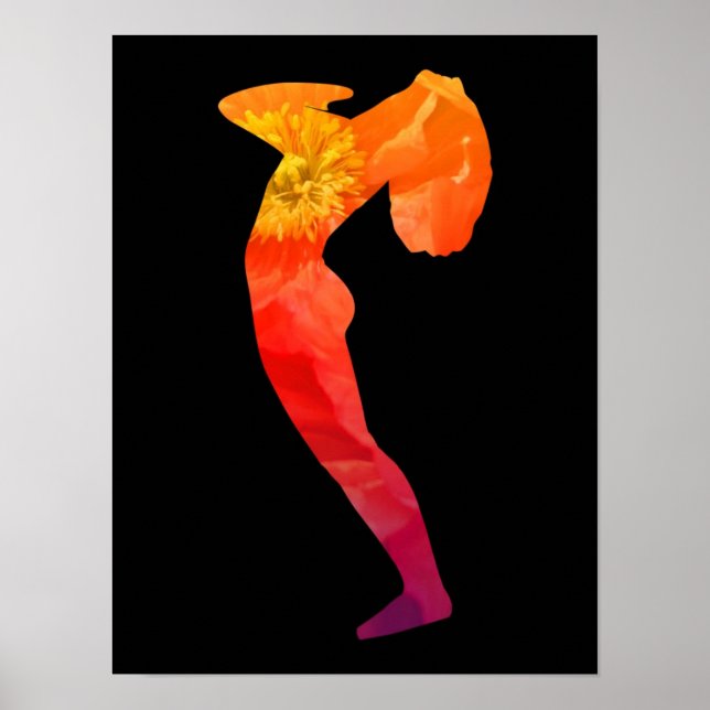 Beautiful Sun Salutation in Orange and Red | Yoga Poster (Vorne)