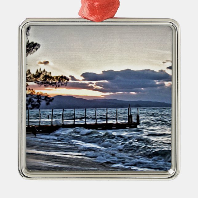 Beautiful Sunset in Montego Bay, Jamaica Silbernes Ornament (Vorne)