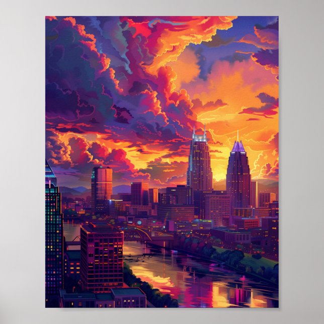 Beautiful Sunset in Nashville TN USA Poster (Vorne)