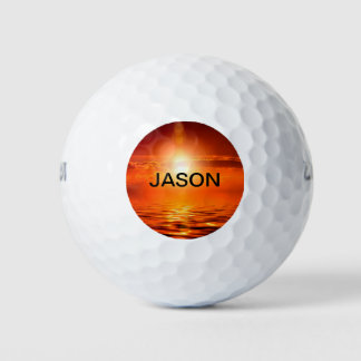 Beautiful Sunset Orange Golden Sky Sea Gold Name Golfball