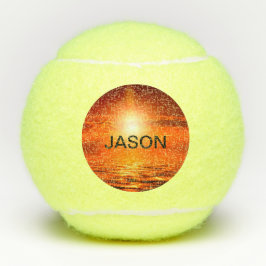 Beautiful Sunset Orange Golden Sky Sea Gold Name Tennisbälle