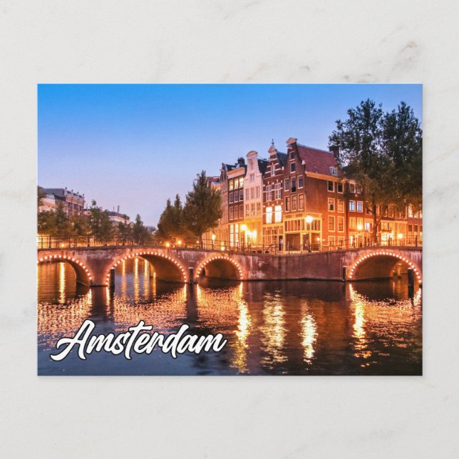 Beautiful Sunset Over Amsterdam, Niederlande Postkarte (Vorderseite)