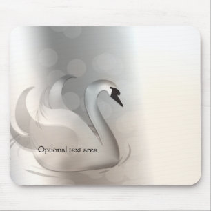 Beautiful Swan Silver Elegant Custom Mousepad