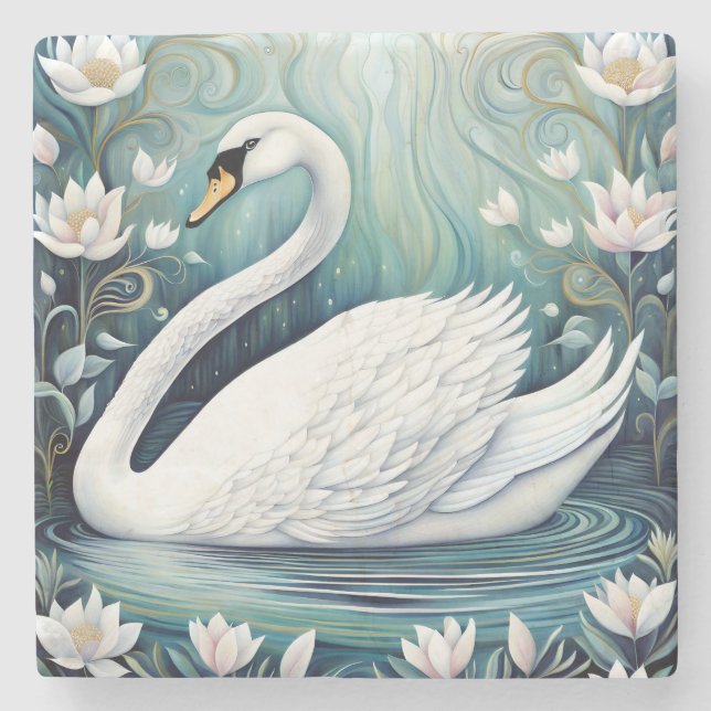 Beautiful Swan Steinuntersetzer (Vorderseite)