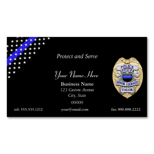 Beautiful Thin Blue Line US Flagge Magnetische Visitenkarte (Vorderseite)