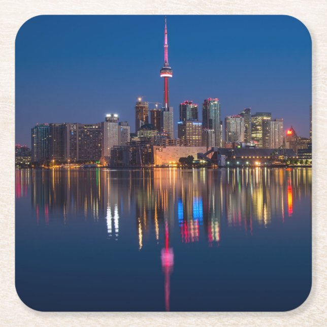 Beautiful Toronto Canada Abend Skyline Rechteckiger Pappuntersetzer (Vorderseite)