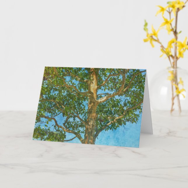 Beautiful Tree and Blue Sky Art Note Card Karte (Gelbe Blume)