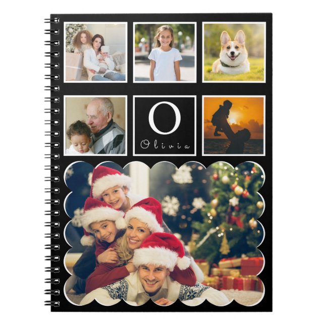 Beautiful Trendy Custom Monogram 6 Photo Collage Notizblock (Vorderseite)
