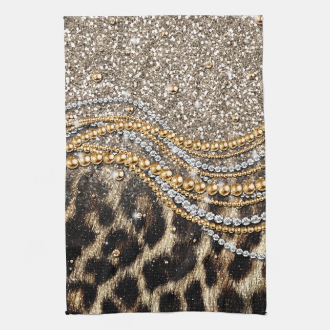 Beautiful Trendy Leopard Imitate Animal Print Handtuch (Vertikal)