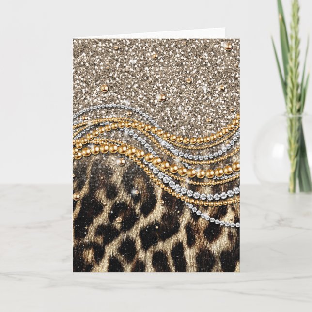 Beautiful Trendy Leopard Imitate Animal Print Karte (Vorderseite)