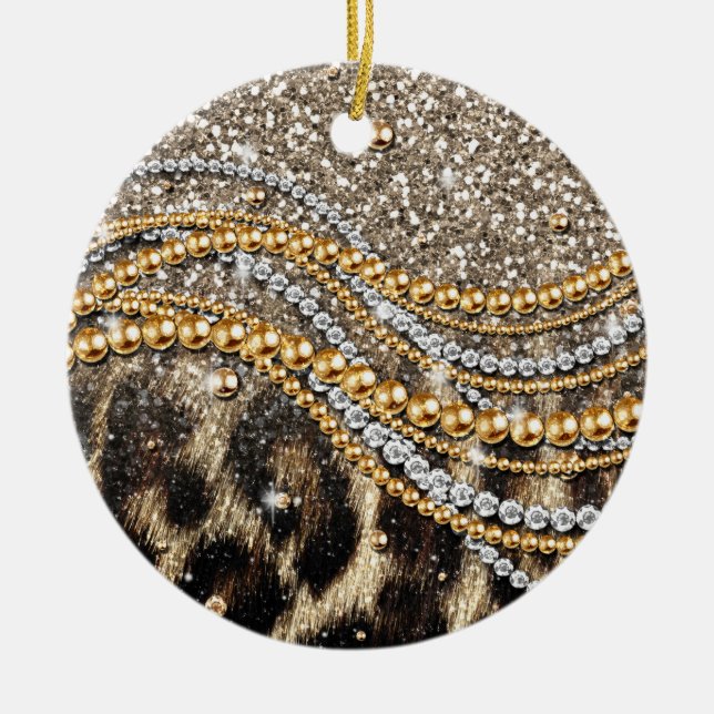 Beautiful Trendy Leopard Imitate Animal Print Keramikornament (Vorne)