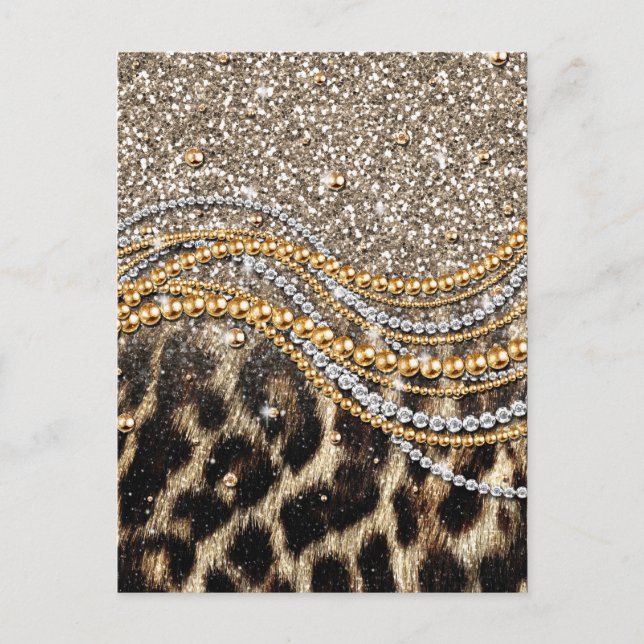 Beautiful Trendy Leopard Imitate Animal Print Postkarte (Vorderseite)