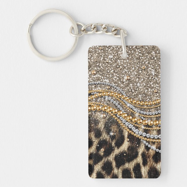 Beautiful Trendy Leopard Imitate Animal Print Schlüsselanhänger (Vorderseite)